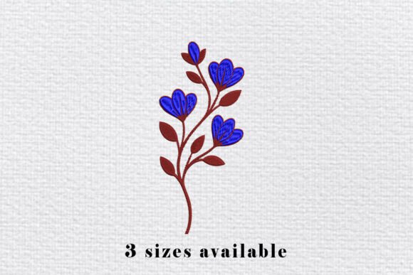 Blue Floral Branch Embroidery File