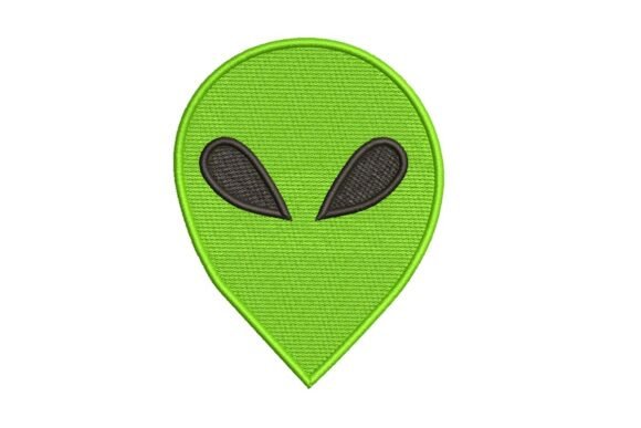 Classic Green Alien Embroidery Design