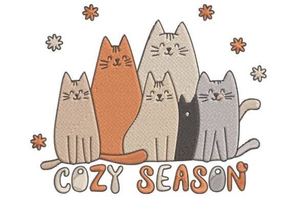 Cozy Season Cats Embroidery Design