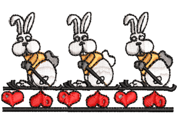 Cute Bunny Border Embroidery Design