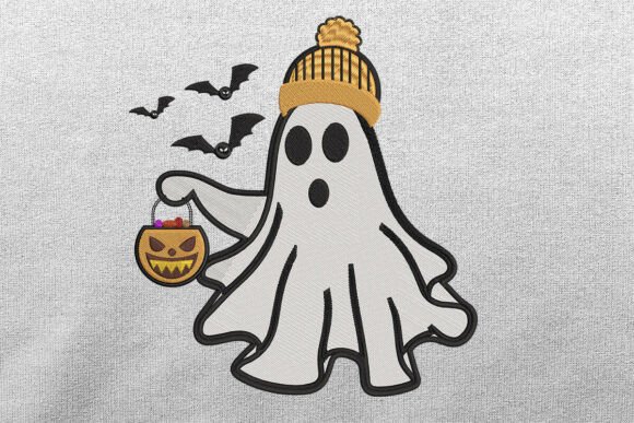 Cute Ghost Embroidery Design Halloween