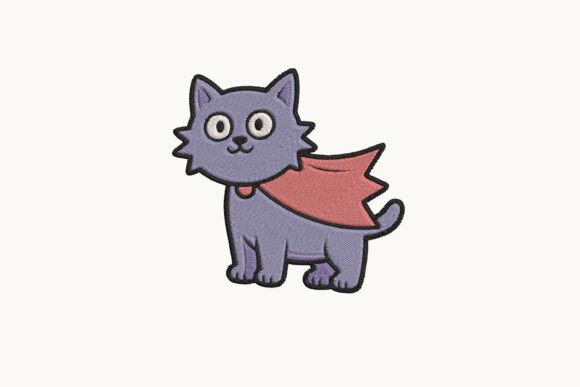 Cute Super Cat Embroidery Design