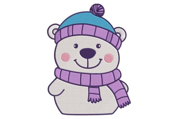 Cute Winter Polar Bear Embroidery Design