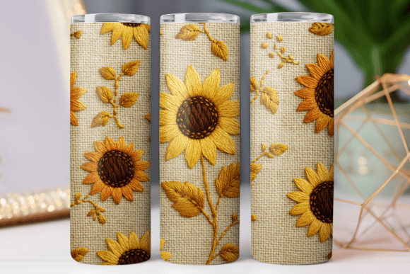 Embroidery Floral Tumbler 20oz Wrap PNG