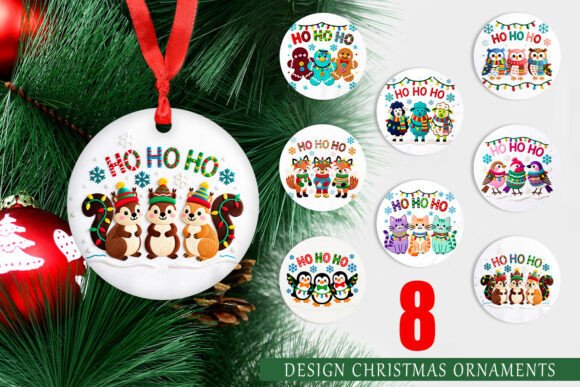 Faux Embroidery Holiday Animal Ornament