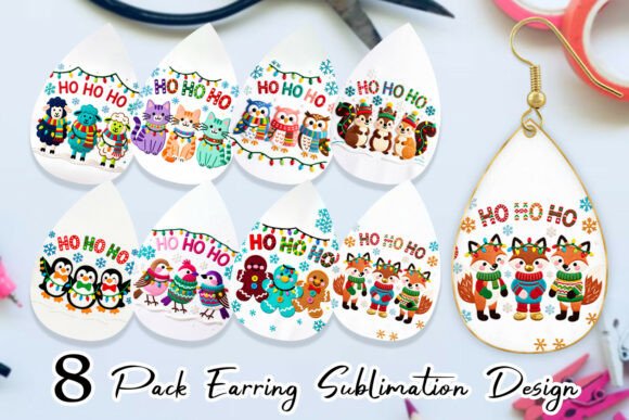 Faux Embroidery Holiday Animal Teardrop