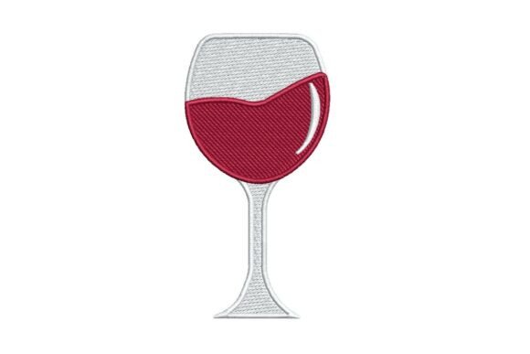 Glass of Red Wine Embroidery Design