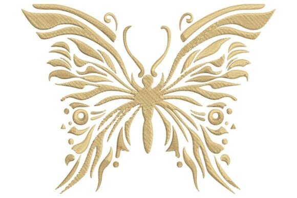 Golden Abstract Butterfly Embroidery Design
