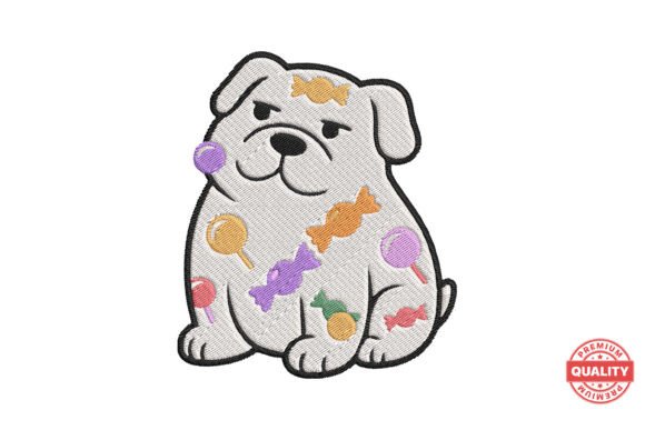 Grumpy Candy Dog Embroidery Design
