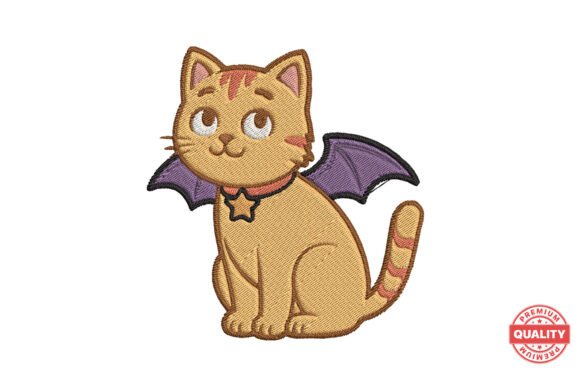 Halloween Bat Cat Embroidery
