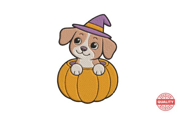 Halloween Puppy in Pumpkin Embroidery