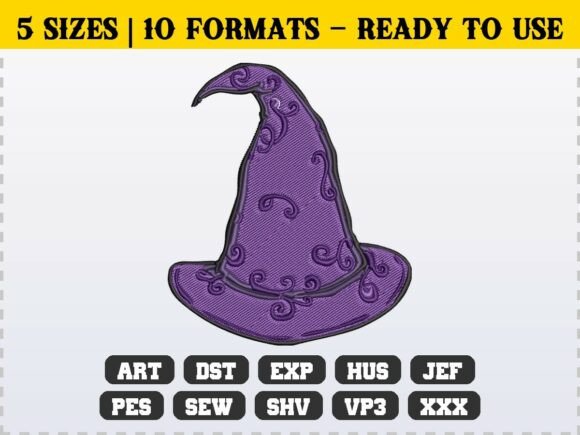 Halloween Witch Hat Embroidery Design