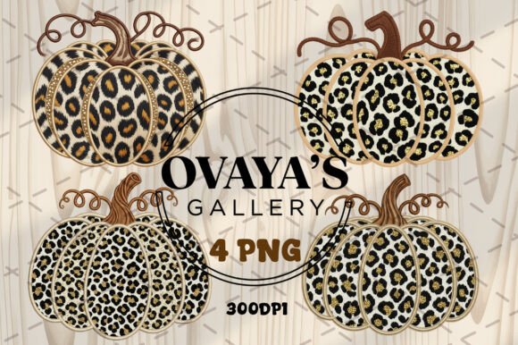 Leopard Pumpkin Bundle Embroidery PNG
