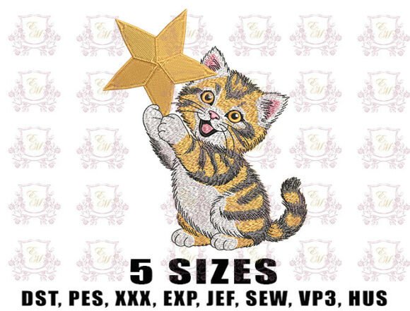 Meowy Christmas Star Embroidery Design