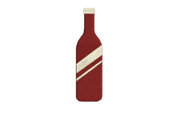 Modern Red Wine Bottle Embroidery Design