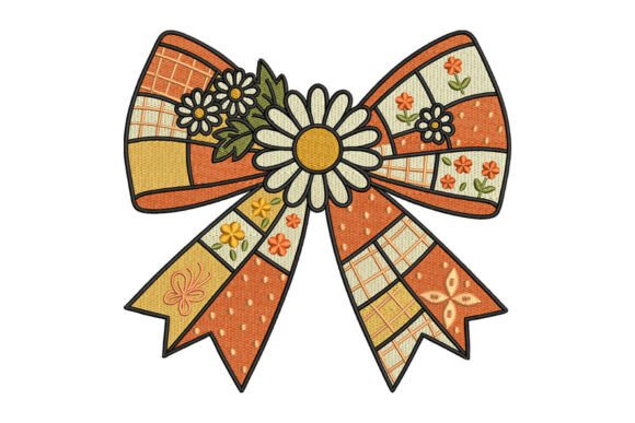 Patchwork Daisy Bow Embroidery