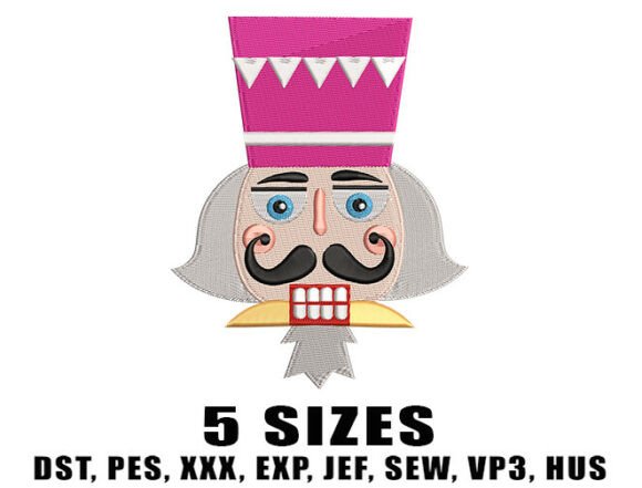 Pink Crown Nutcracker Face Embroidery Design