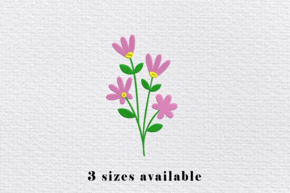 Pink Floral Bouquet Embroidery