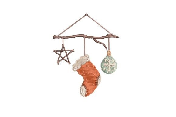 Rustic Christmas Ornaments Wall Hanging Embroidery