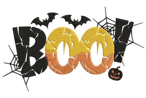 Spooky Halloween BOO Embroidery Design