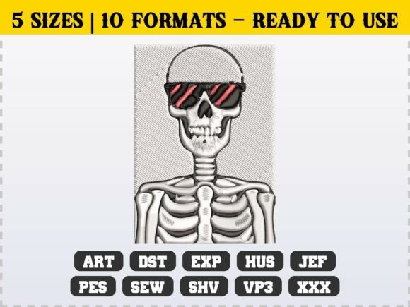 Spooky Halloween Skeleton Embroidery
