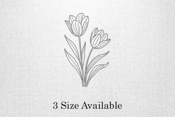 Tulip Flower Outline Embroidery File