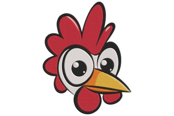 Zany Rooster Head Embroidery Design
